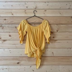 Off the shoulder tie up blouse